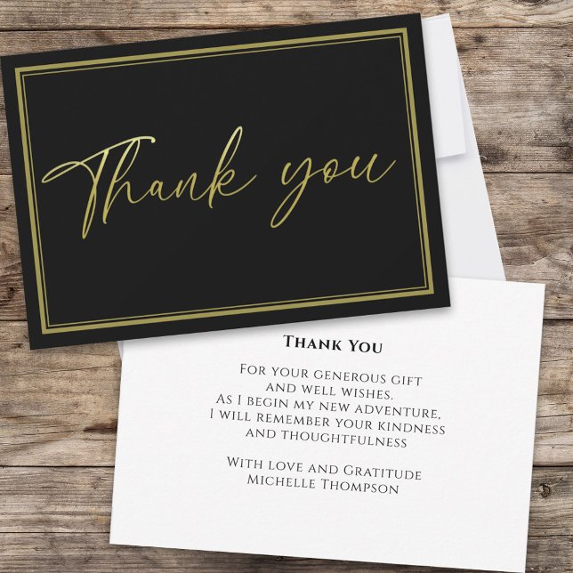 Simple Gold Script Graduation Thank You Card (Creator Uploaded)