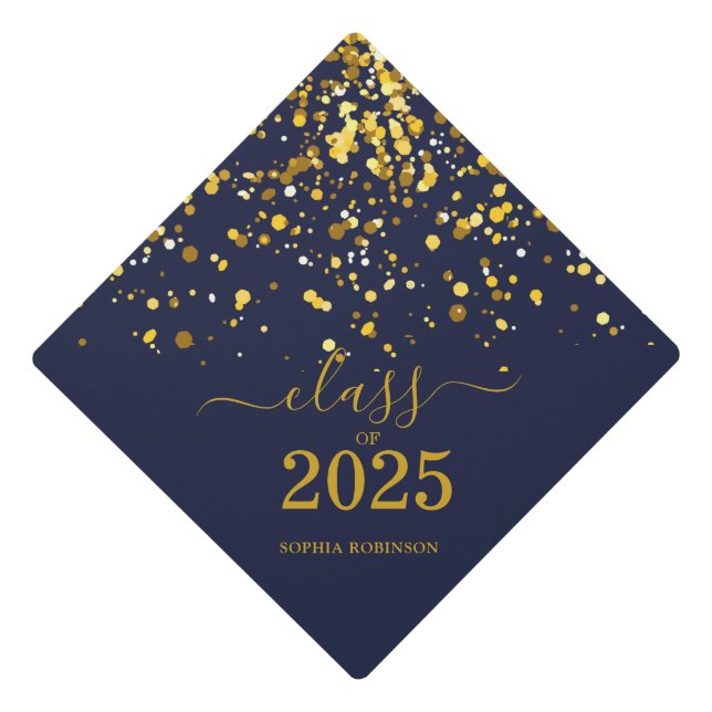 Simple Gold Script Modern  Graduation Cap Topper (Front)