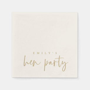 Simple Gold Script Name Hen Party Napkins
