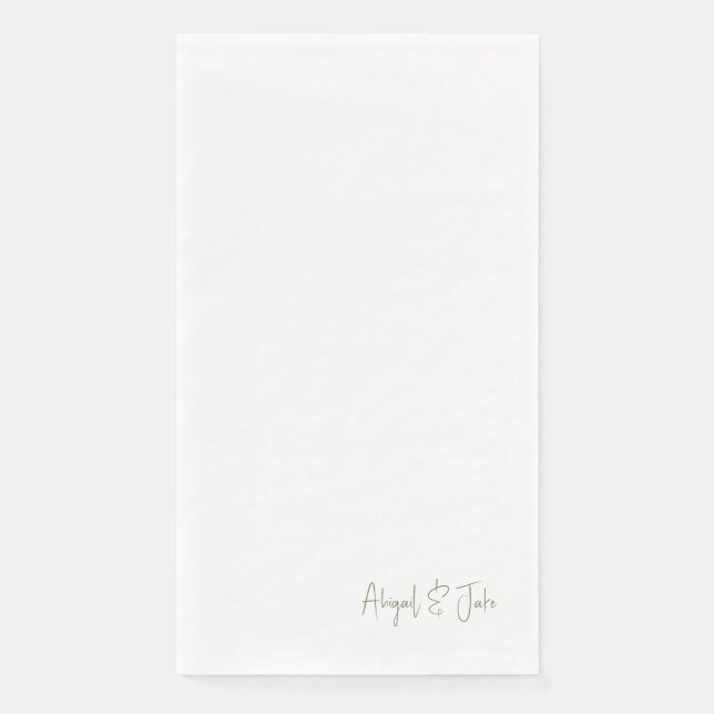 Simple Gold Script Names Wedding  Paper Guest Towels (Front)