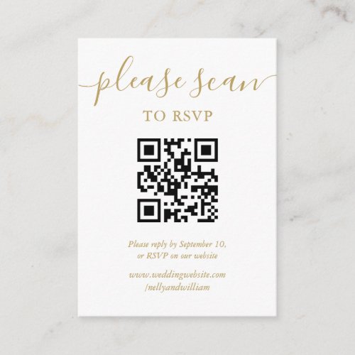 Simple Gold Script RSVP QR Code Enclosure Card Simple Gold Script RSVP QR Code Enclosure Card