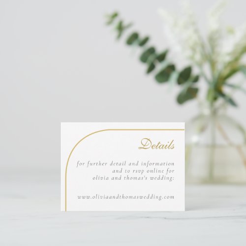 Simple Gold Script Wedding Details Enclosure Card