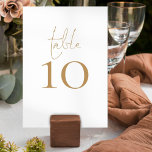 Simple Gold Script Wedding Table Number<br><div class="desc">Simple Gold Script Wedding. A minimalist design with Table in a set handwriting style script and your table number beneath. Easily personalise the number. The same design is also on the back.</div>