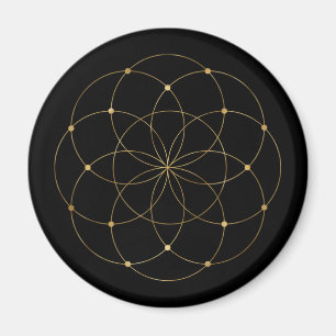 Simple Gold Seed of Life Sacred Geometry Magnet