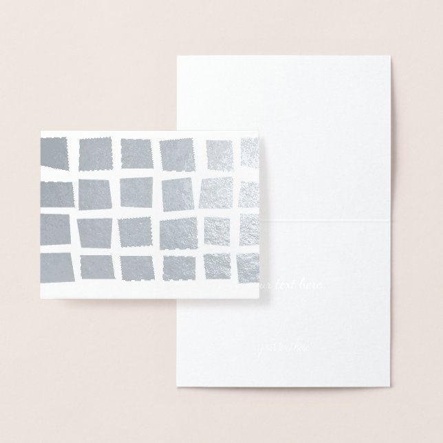 Simple Gold Silver Modern Abstract Random Squares Foil Card (Display)