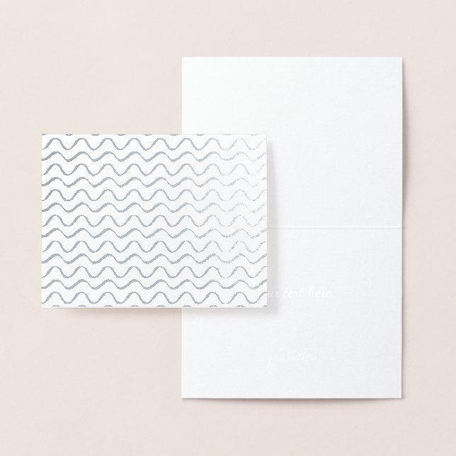 Simple Gold Silver Modern Abstract Wave Lines Foil Card (Display)