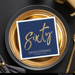 Simple Gold Sixty 60th Birthday Party Napkins