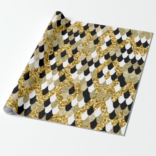 Simple gold snake scale pattern wrapping paper