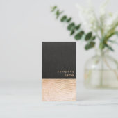 Simple Gold Snake Skin Pattern Black Linen Look Business Card (Standing Front)