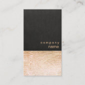 Simple Gold Snake Skin Pattern Black Linen Look Business Card (Front)