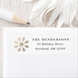 Simple Gold Snowflake Christmas Return Address Label