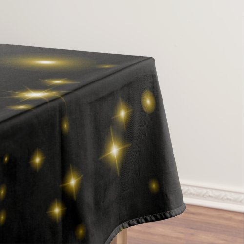 Simple Gold Sparkles on Black Tablecloth