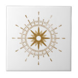 Simple Gold Starburst Celestial Ceramic Tile<br><div class="desc">Modern tile with a retro gold starburst serving as the central focal point, complimented by modern starburst design elements. Simple, clean design; one design of a coordinating collection. Create your own custom design by using the fields provided, or use the "message" button to contact the designer for help. To create...</div>