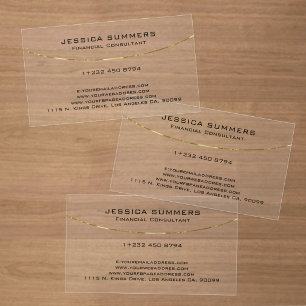 Simple Gold Stripe Accent Clear Business Cards