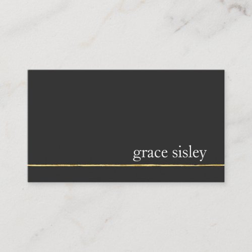 Simple Gold Striped Modern Stylish Black Business Card