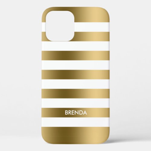 Simple Gold Stripes On White Background iPhone 12 Case