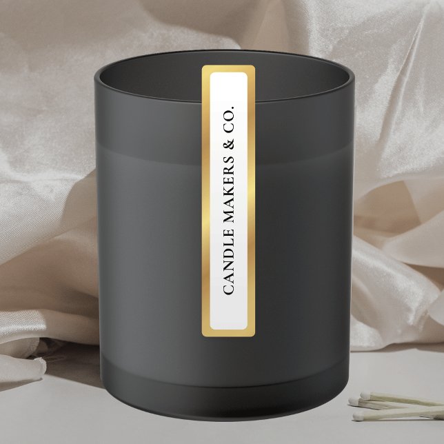 Simple Gold Tamper Proof Thin Candle Jar Tin Label (Elegant white and gold branded labels for your jars, tins or boxes)