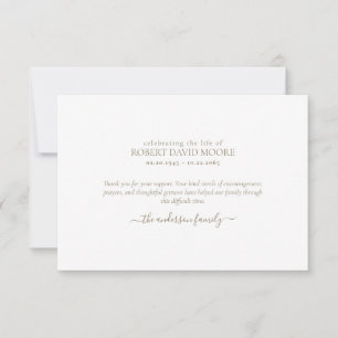 Simple Gold Text Funeral Bereavement Thank You