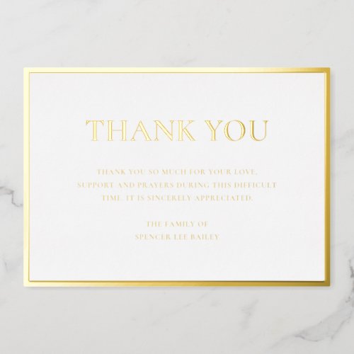 Simple Gold Traditional Funeral Thank You Card
