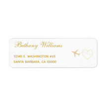 Simple Gold Travel Airplane Return Address Label