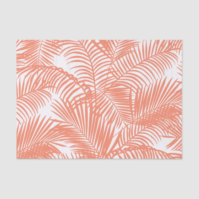 Simple gold tropical coral chic palm tree floral tissue paper (Front)