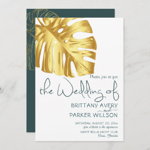 Simple Gold Tropical Wedding Invitation