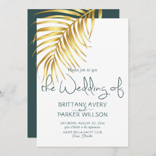 Simple Gold Tropical Wedding Invitation