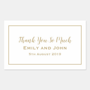 Simple Gold Typography and Frame Wedding Favor Rectangular Sticker