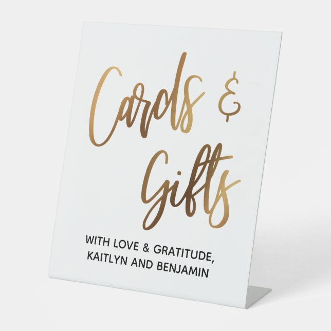 Simple Gold Typography Cards & Gifts, Message Pedestal Sign (Front)
