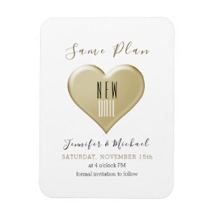Simple Gold Wedding Change The Date Magnet
