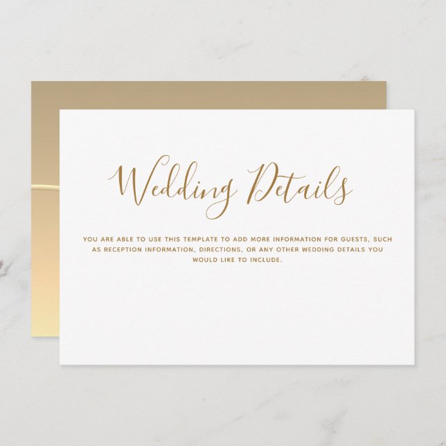 Simple Gold Wedding Details Enclosure Card (Front/Back)