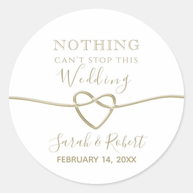 Simple Gold Wedding Favor Classic Round Sticker (Front)