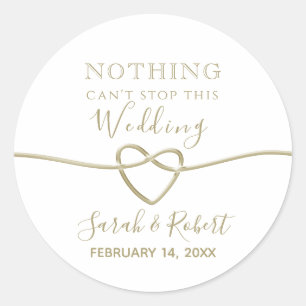Simple Gold Wedding Favor Classic Round Sticker