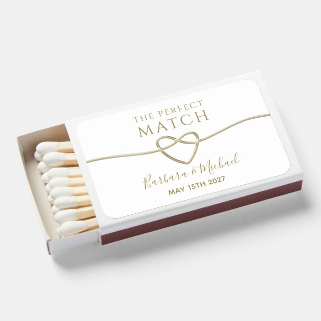 Simple Gold Wedding Favor Matchboxes (Front Open)