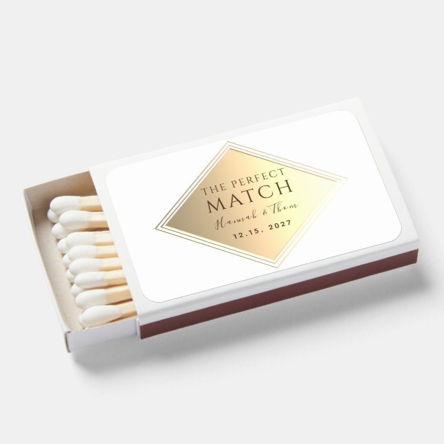 Simple Gold Wedding Matchboxes (Front Open)