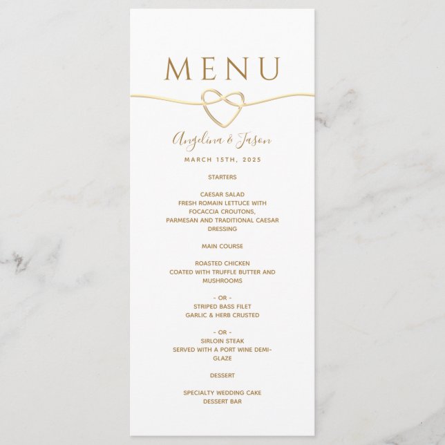 Simple Gold Wedding Menu (Front)