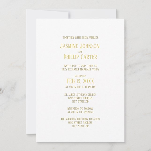Simple Gold - Wedding/Reception Invitation (Front)