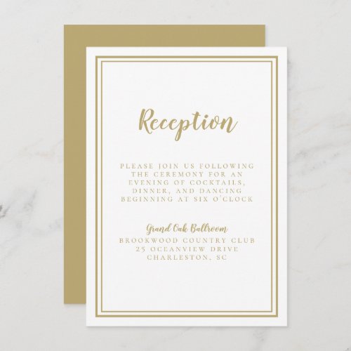 Simple Gold Wedding Reception Modern Chic Details Enclosure Card
