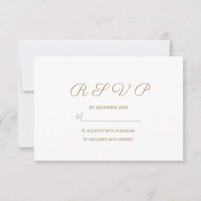 Simple Gold Wedding RSVP Card (Front)