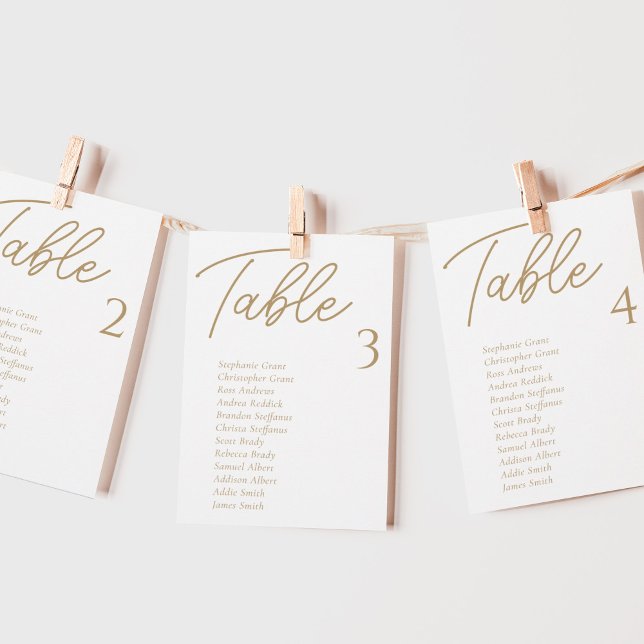 Simple Gold Wedding Table Seating Chart Cards (Creator Uploaded)