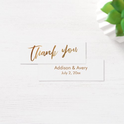 Simple Gold Wedding Thank You Favor Tag Card