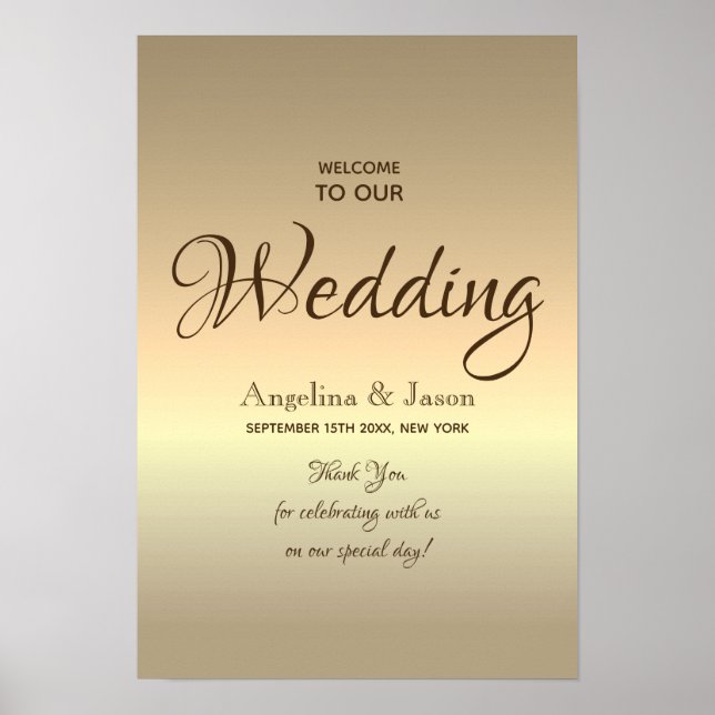 Simple Gold Welcome Wedding Poster (Front)