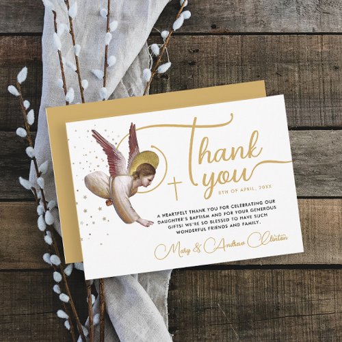 Simple Gold White Blessing Christian Angel Typo