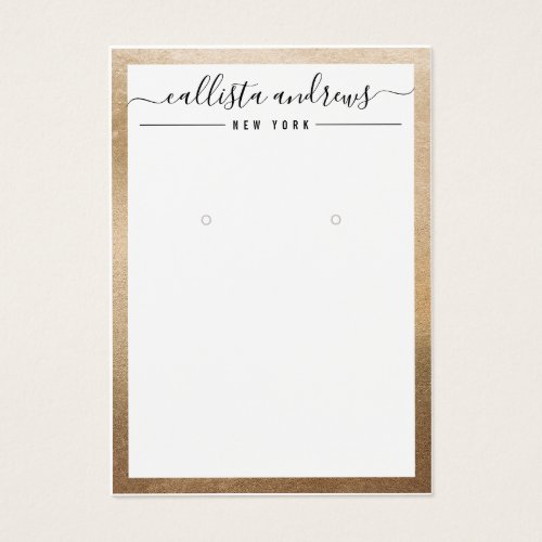 Simple Gold White Cursive Earring Display Card