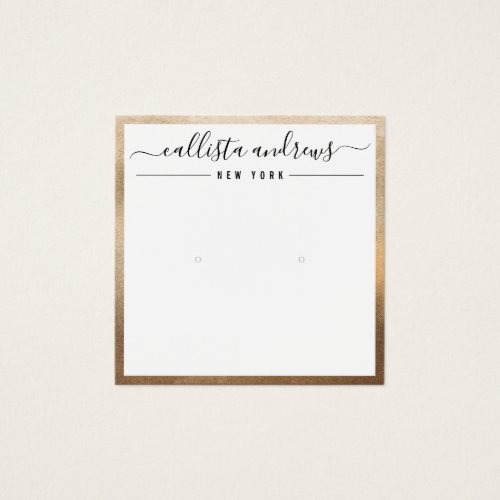 Simple Gold White Cursive Earring Display Card