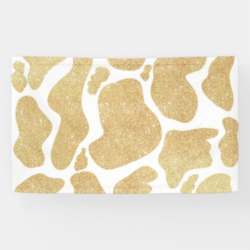 Simple Gold white Large Cow Spots Animal Pattern Banner