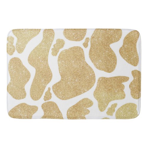 Simple Gold white Large Cow Spots Animal Pattern Bath Mat