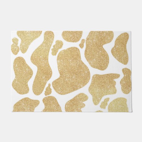 Simple Gold white Large Cow Spots Animal Pattern Doormat