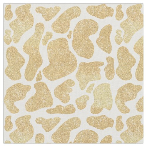 Simple Gold white Large Cow Spots Animal Pattern Fabric