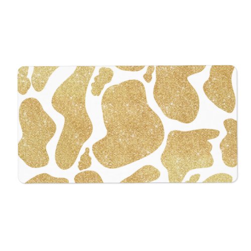 Simple Gold white Large Cow Spots Animal Pattern Label